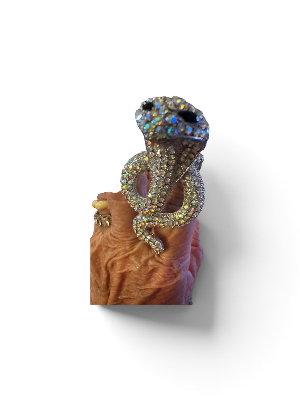 Cobra stretch rhinestone covered ring